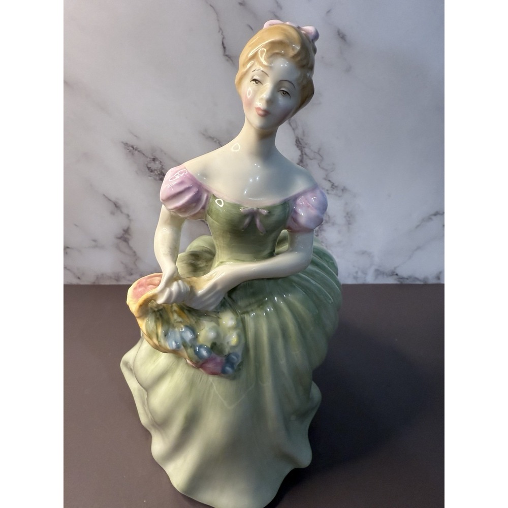 Vintage Royal Doulton Figurine Clarissa in Green Dress HN 2345 COPR 1967